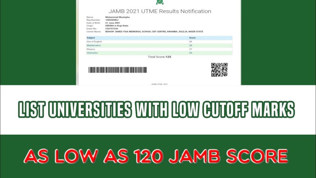 universities that accept low jamb score