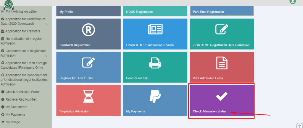 Check Admission Status on Jamb Profile