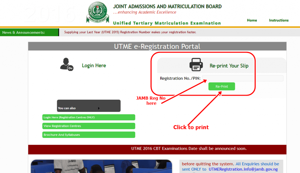 JAMB reprint Slip