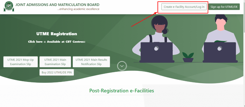 Jamb Efacility website