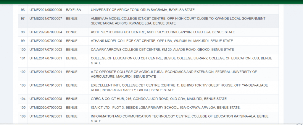 Jamb Registration Centers In Benue