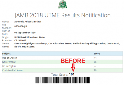 JAMB ResultS before the upgrade