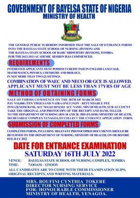Bayelsa State School of Nursing Application details