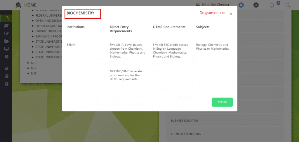 Jamb Subject Combination For Biochemistry