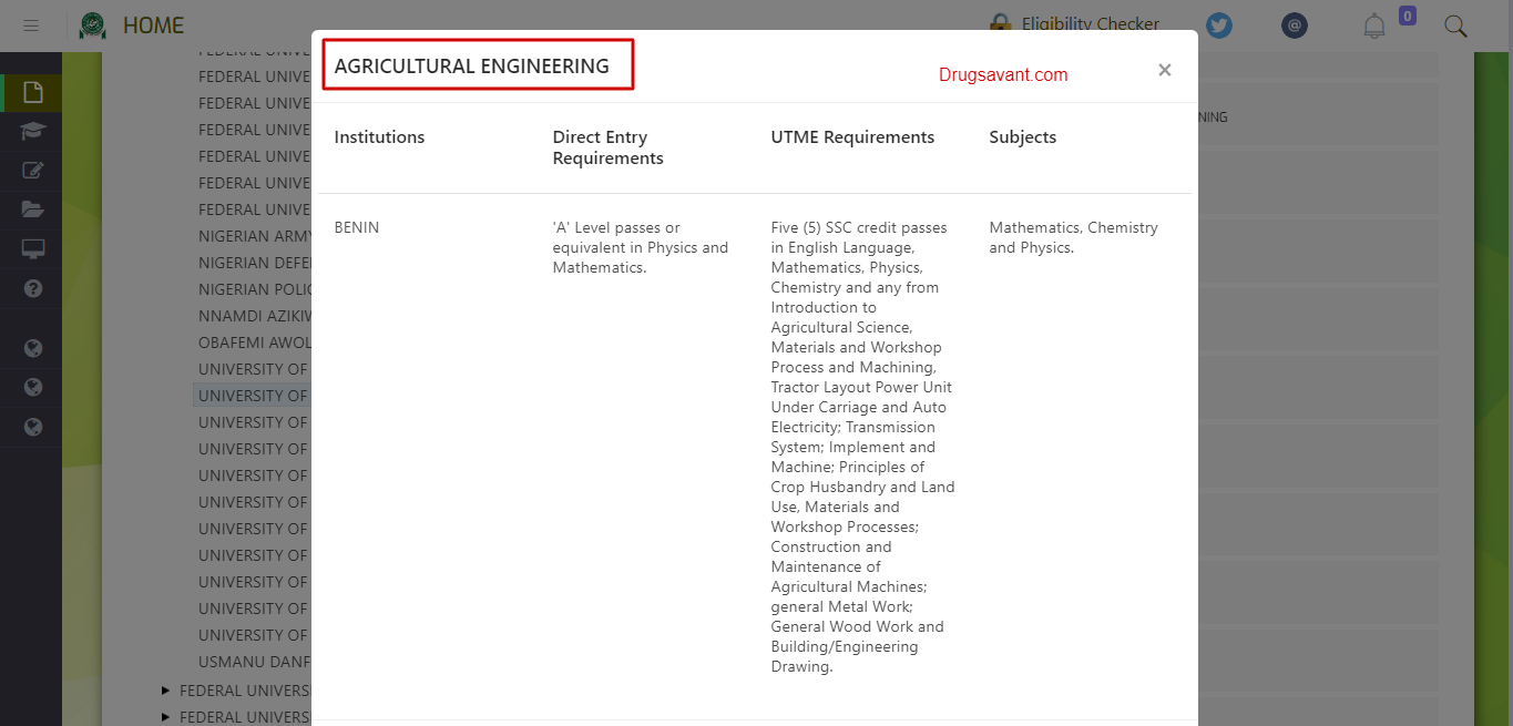 WAEC & JAMB Subject Combination For Agricultural Engineering [UPDATED