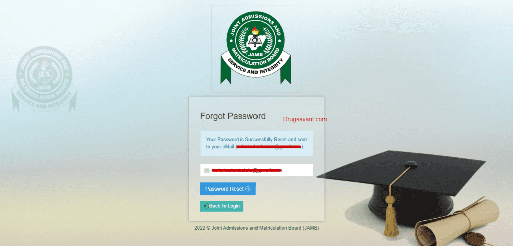 Reset Password Option At Jamb Efacility