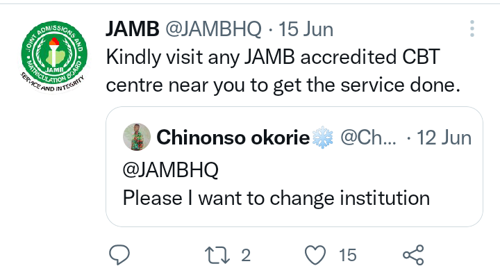How To change Institution In Jamb