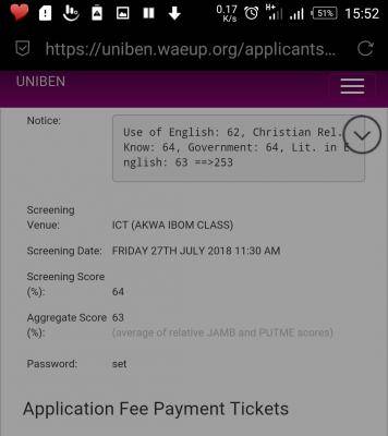 UNIBEN Post UTME result