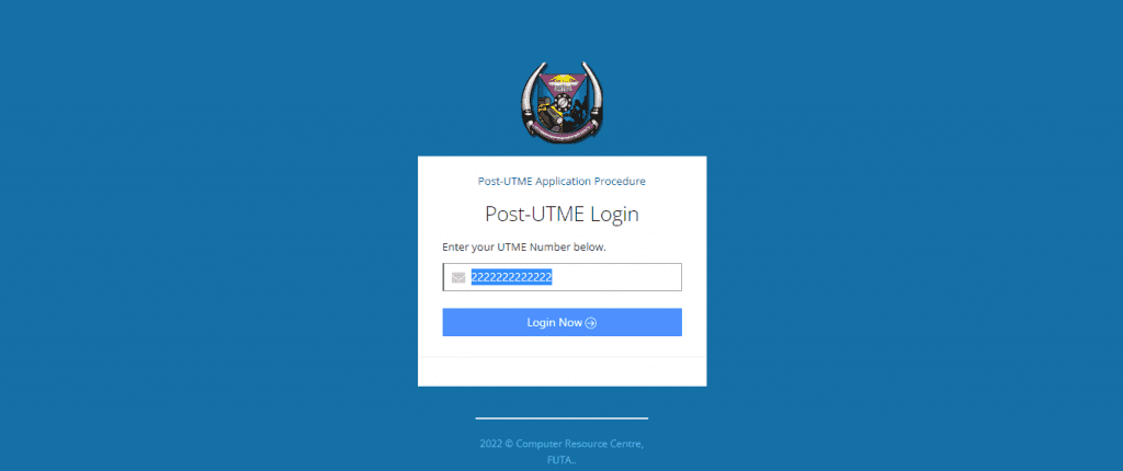 FUTA Post UTME Registration Portal