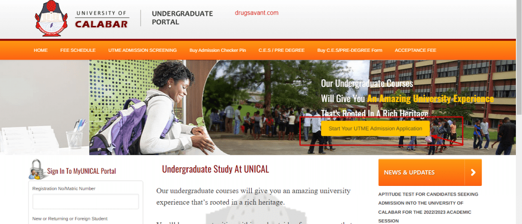 How To Apply For UNICAL Post UTME