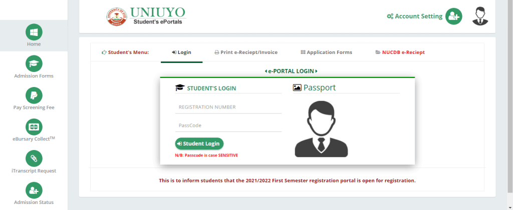 UNIUYO Post UTME Portal