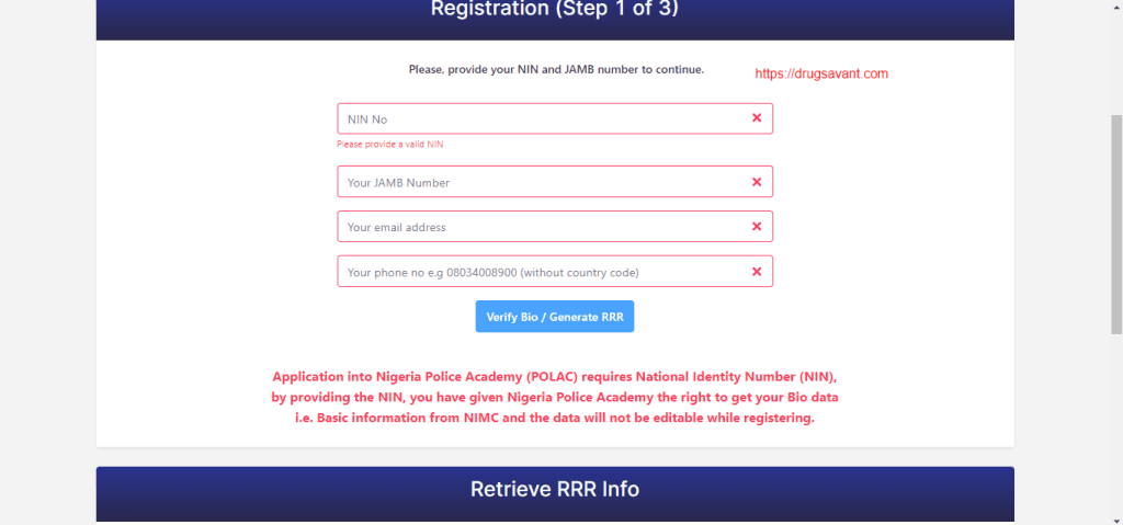 Nigeria Police Academy Registration Portal