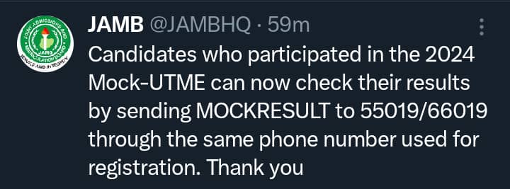 JAMB Mock Result